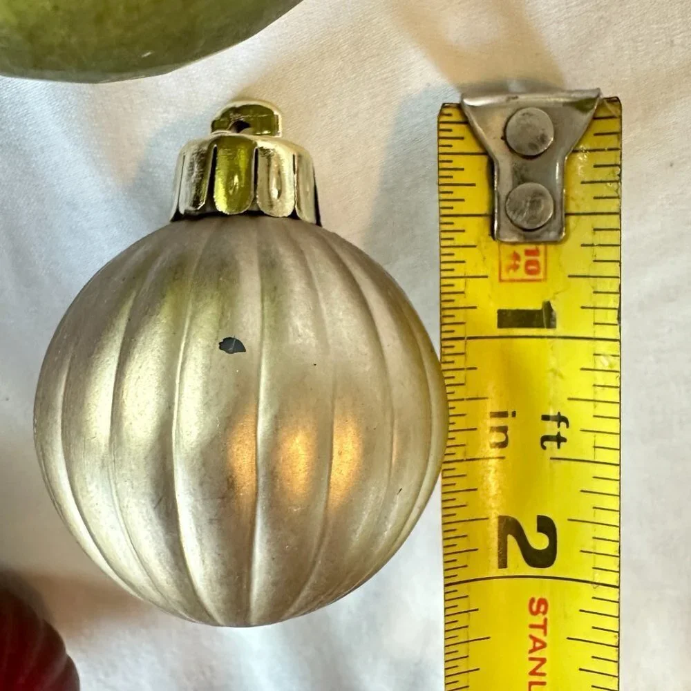 30ct Textured Gold, Silver, Green, Maroon and Rust Ornaments